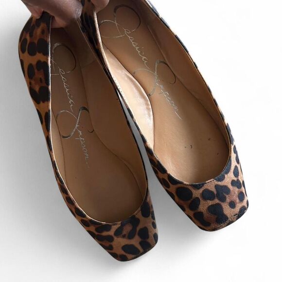 Jessica Simpson Mandalaye Leopard Square Toe Ballet Flats Size 7.5 - Picture 1 of 4